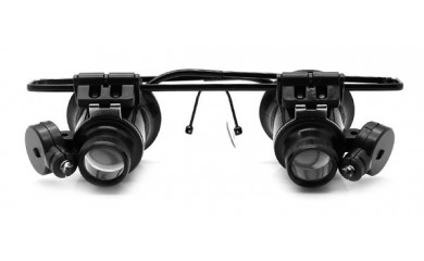 Лупа-очки Kromatech налобная бинокулярная 20x, с подсветкой (2 LED) MG9892A-II