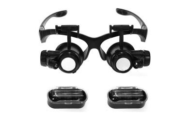 Лупа-очки Kromatech налобная 10/15/20/25x, с подсветкой (2 LED) MG9892G/GJ